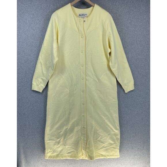 Norm Thompson Robe Womens Size PS Yellow Sleepwear Gown Snap Long Sleeve - Picture 1 of 11
